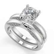 Ashtyn Milgrain 4 Prong Cushion Cut Diamond Engagement Ring - Nivetta